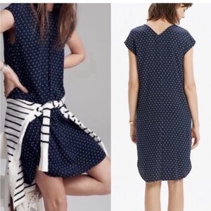 Madewell Navy Polka Dot Lightweight Short Sleeved Pullover Tunic Dress Size L